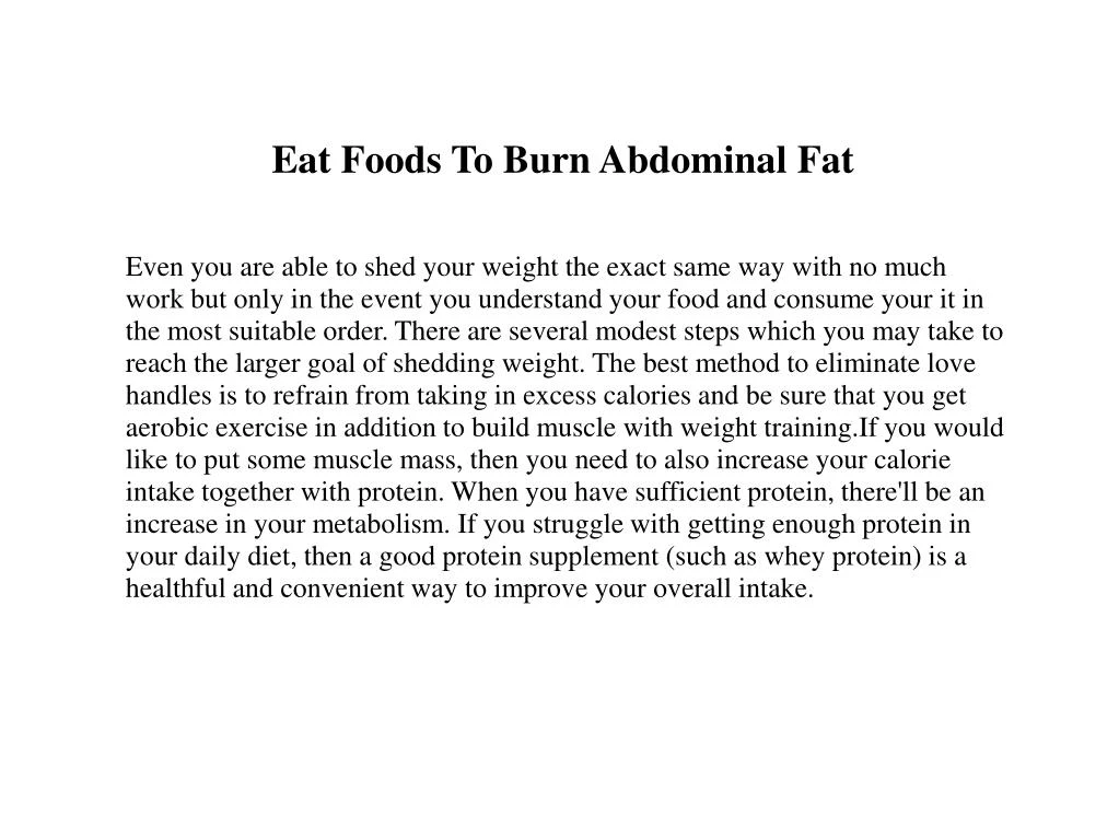 eat foods to burn abdominal fat