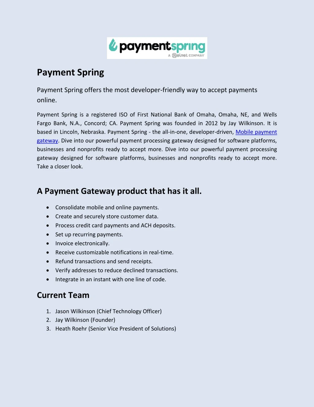 payment spring