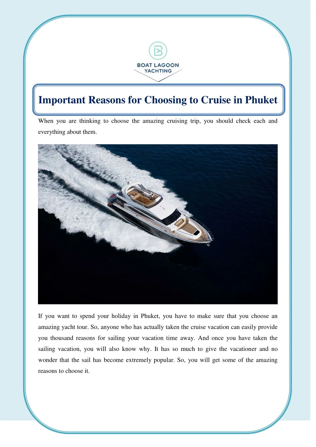 important reasons for choosing to cruise in phuket