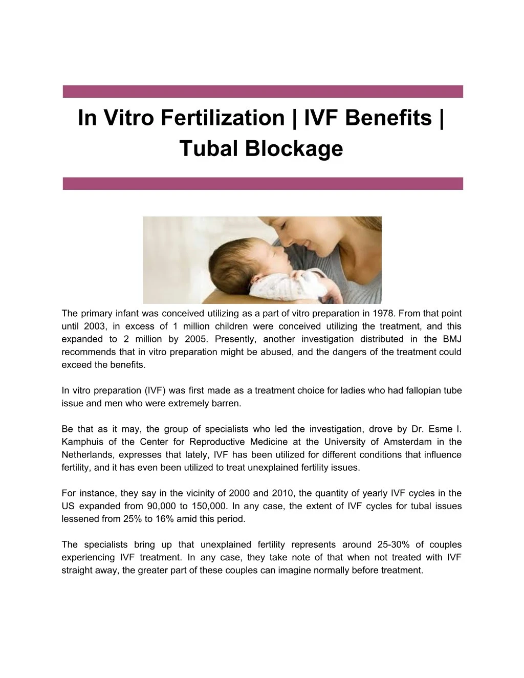 in vitro fertilization ivf benefits tubal blockage