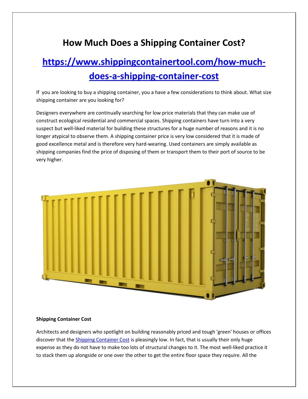 how much does a shipping container cost