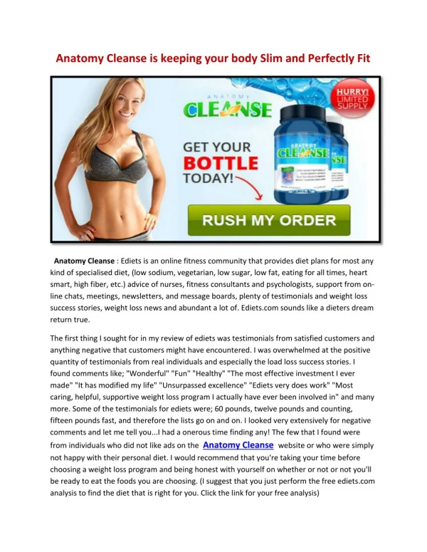 Anatomy Cleanse Naturally help You To Maintain Your Figure
