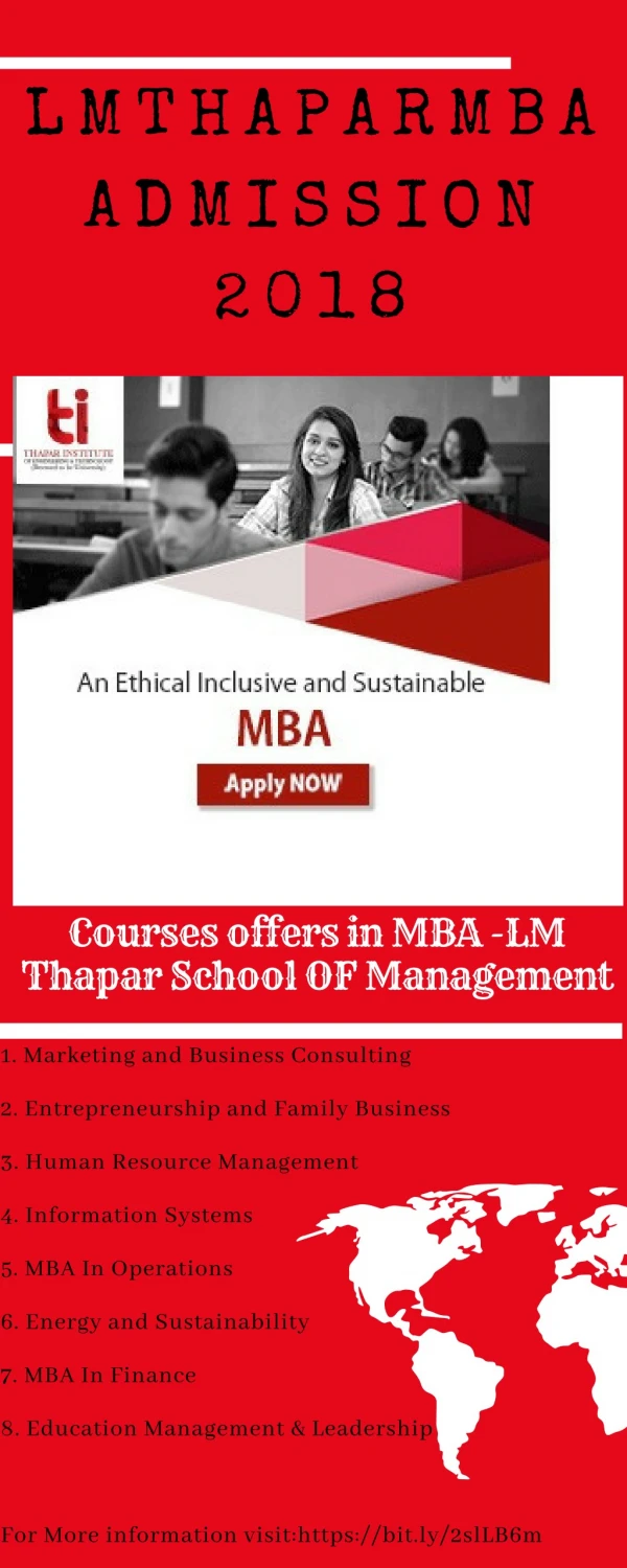 LM Thapar School of Management - MBA Admission 2018 Open