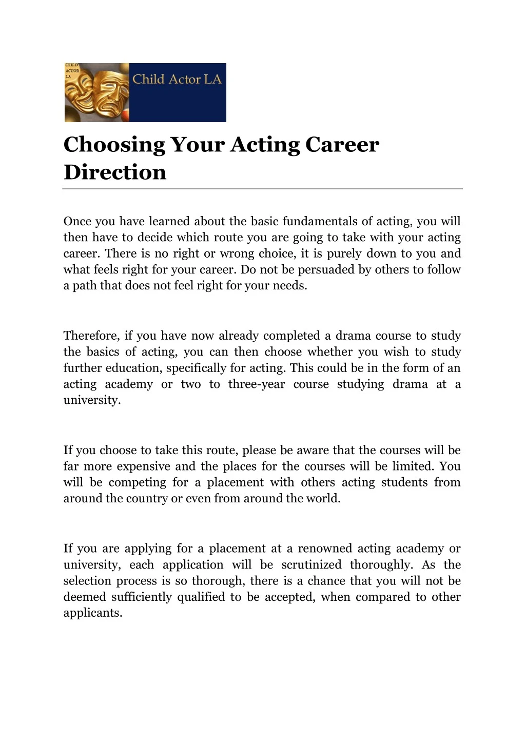 choosing your acting career direction