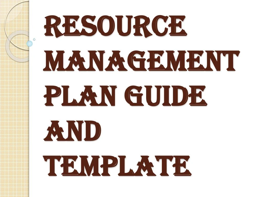 resource management plan guide and template