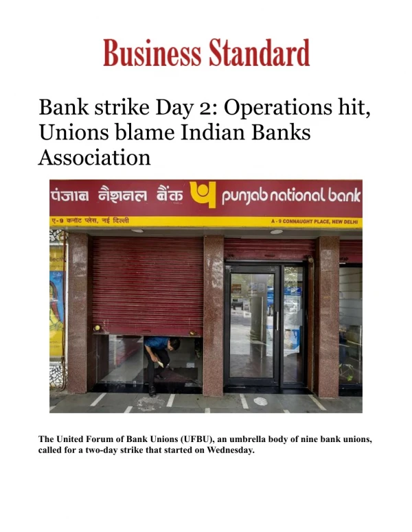 Bank strike Day 2: Operations hit, Unions blame Indian Banks Association 