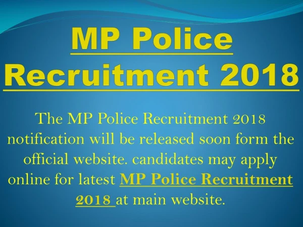 MP Police Recruitment 2018