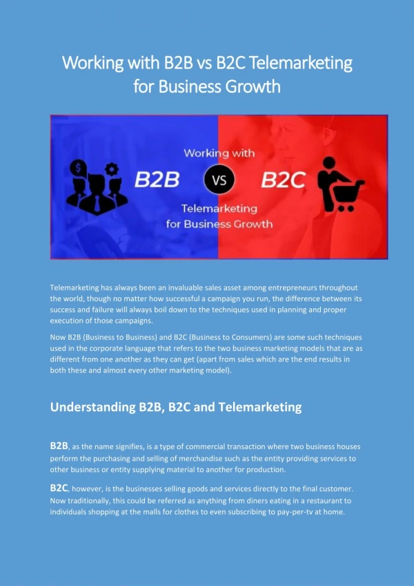 Working with B2B vs B2C Telemarketing for Business Growth
