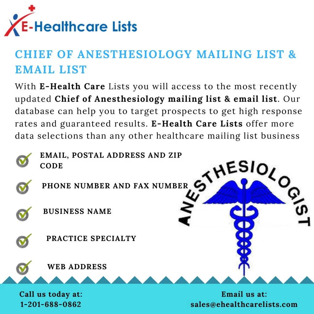 chief of anesthesiology mailing list email list