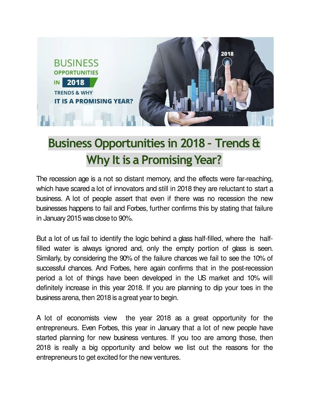 business opportunities in 2018 trends