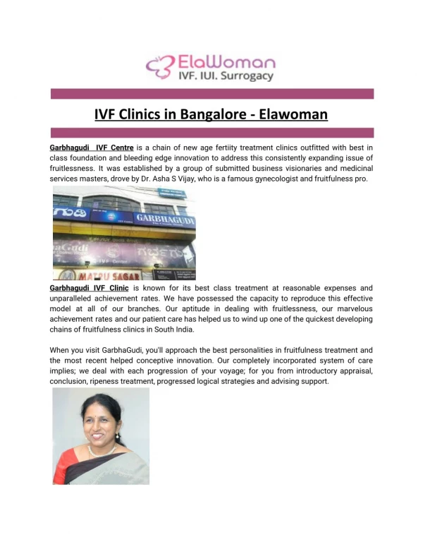 IVF Clinics in Bangalore - Elawoman