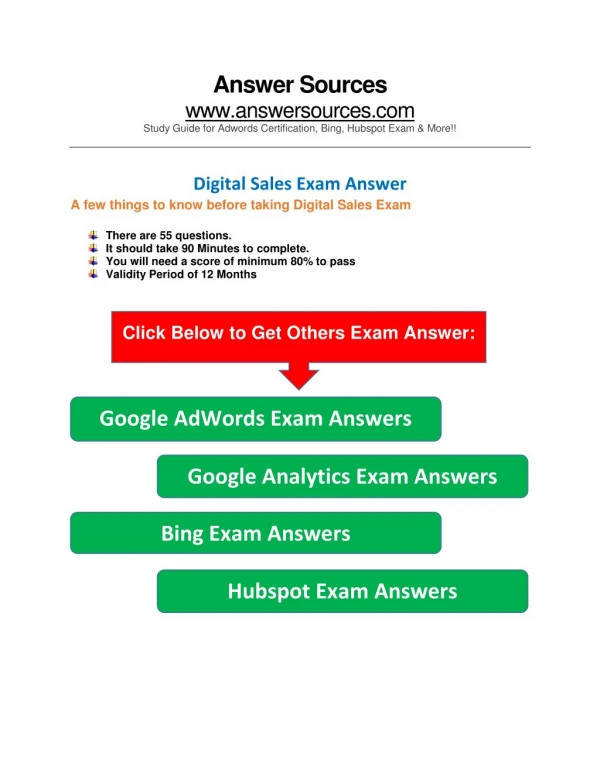 Digital Sales Certification Exam Answer