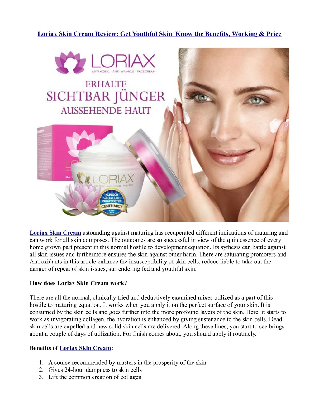loriax skin cream review get youthful skin know