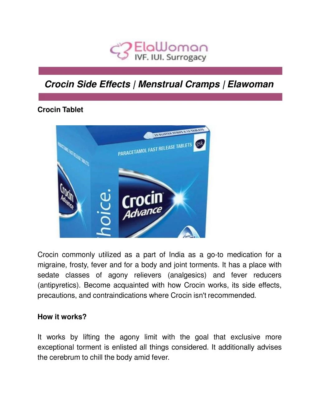 crocin side effects menstrual cramps elawoman
