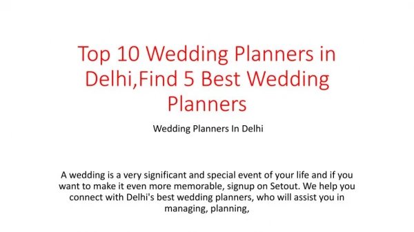 Top 10 Wedding Planners in Delhi,Find 5 Best Wedding Planners