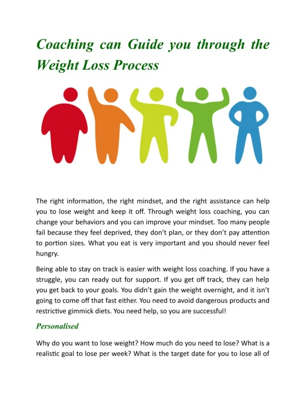 Coaching can Guide you through the Weight Loss Process