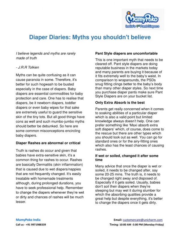 Diaper Diaries: Myths you shouldn't believe