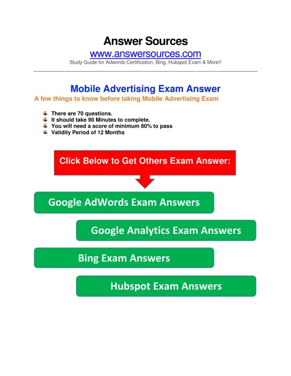 Adwords Mobile Certification Exam Answer