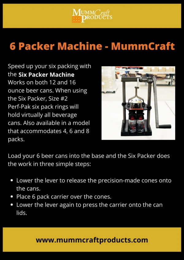 Six Packer Machine - Mumm Craft Products