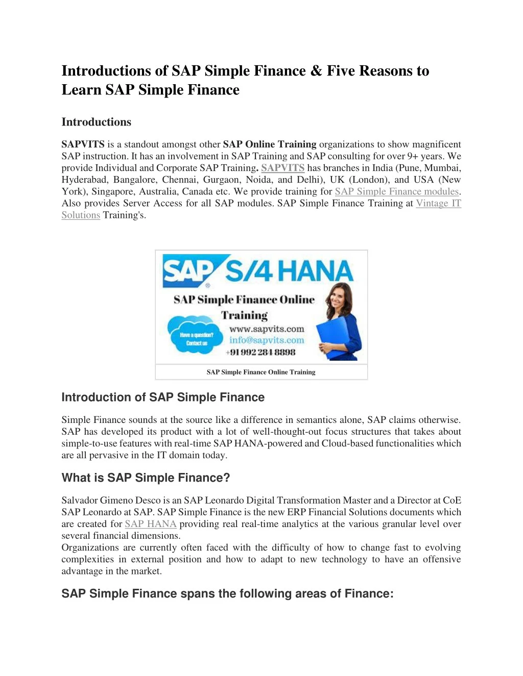 introductions of sap simple finance five reasons