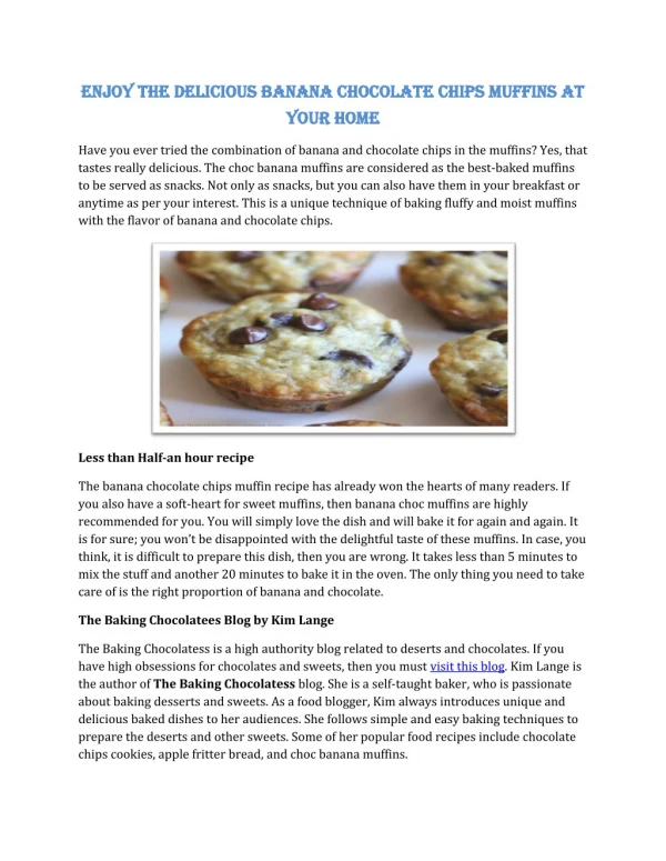 Banana Choc Chip Muffins | The Baking Chocolatess
