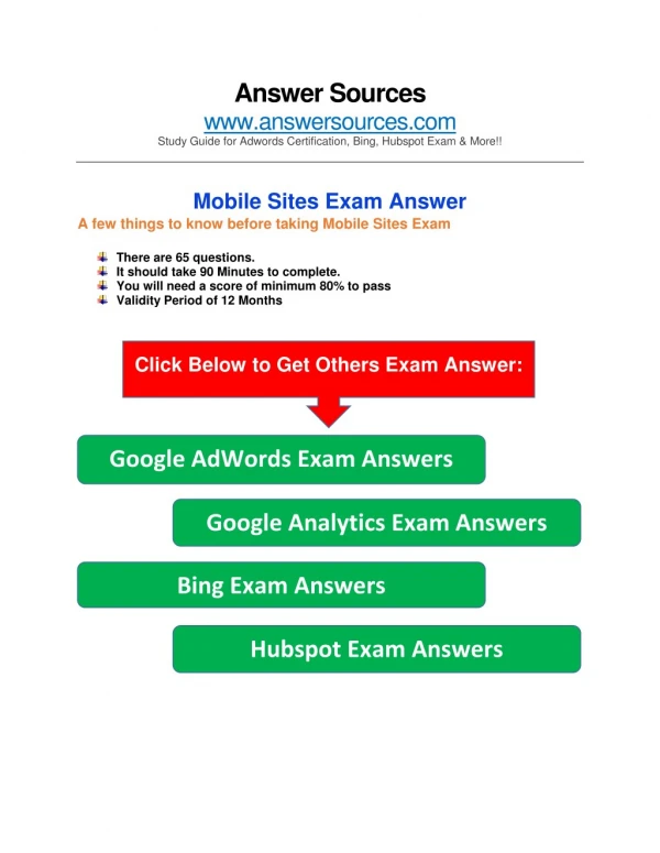 AdWords Mobile Sites Certification Exam Answer