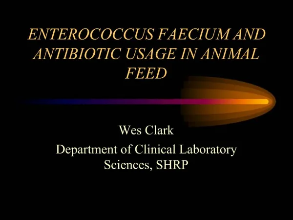 ENTEROCOCCUS FAECIUM AND ANTIBIOTIC USAGE IN ANIMAL FEED