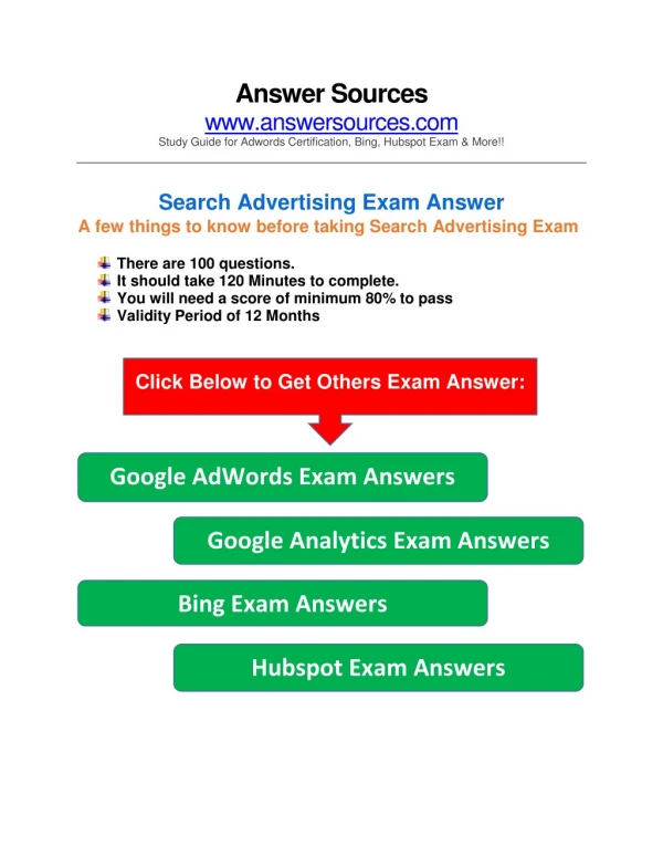 AdWords Search Certification Exam Answer