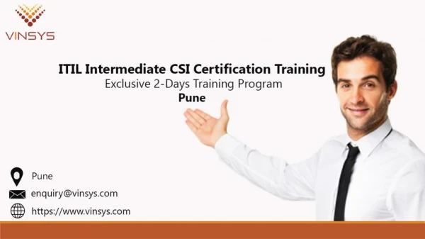ITIL Intermediate CSI Certification Training Pune from 9th June 2018 by Vinsys