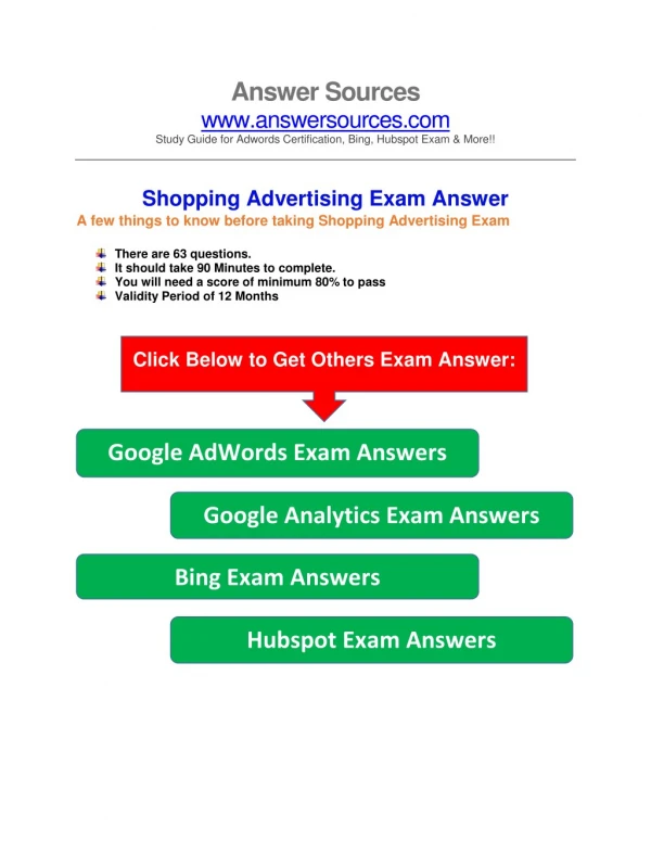 AdWords Shopping Certification Exam Answer