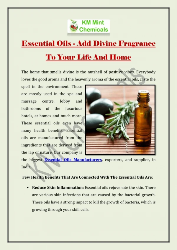Essential Oils - Add Divine Fragrance To Your Life And Home