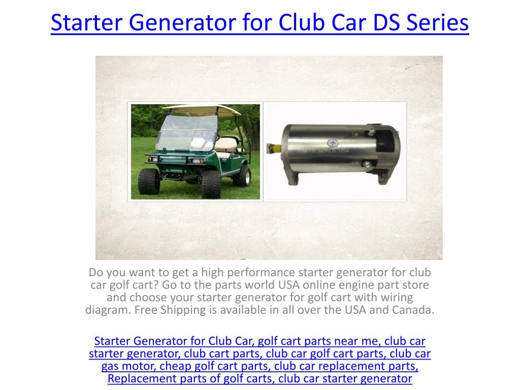 starter generator for club car ds series