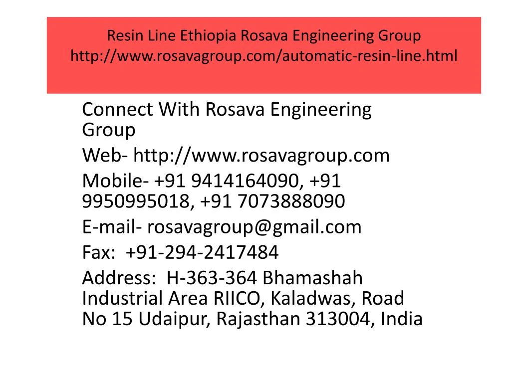 resin line ethiopia rosava engineering group http www rosavagroup com automatic resin line html