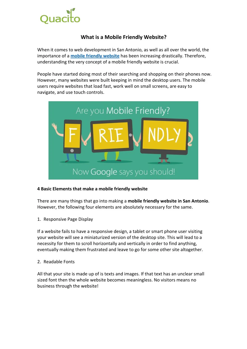 what is a mobile friendly website