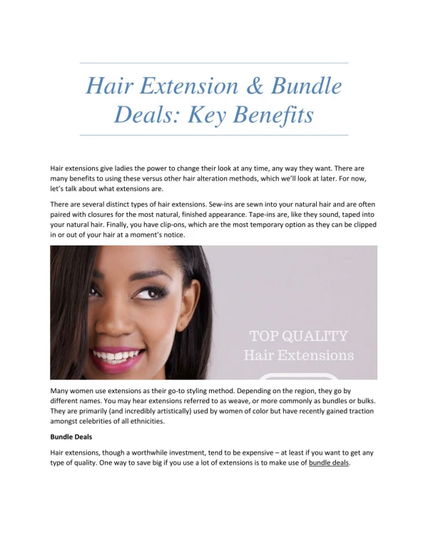 Hair Extension & Bundle Deals: Key Benefits