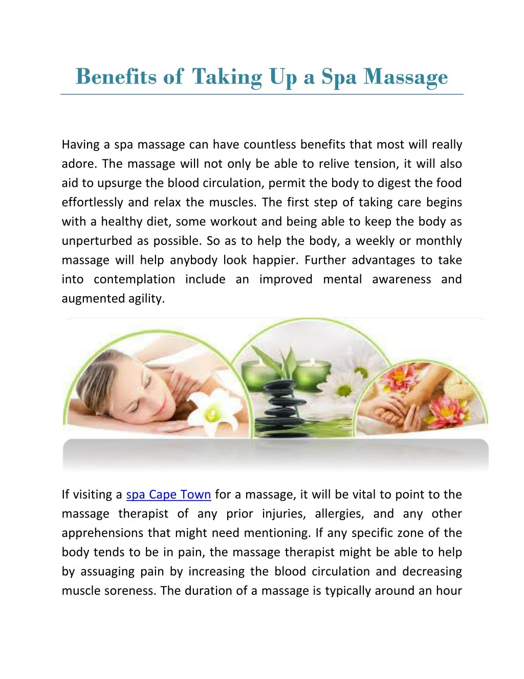 benefits of taking up a spa massage