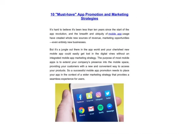 10 "Must-have" App Promotion and Marketing Strategies