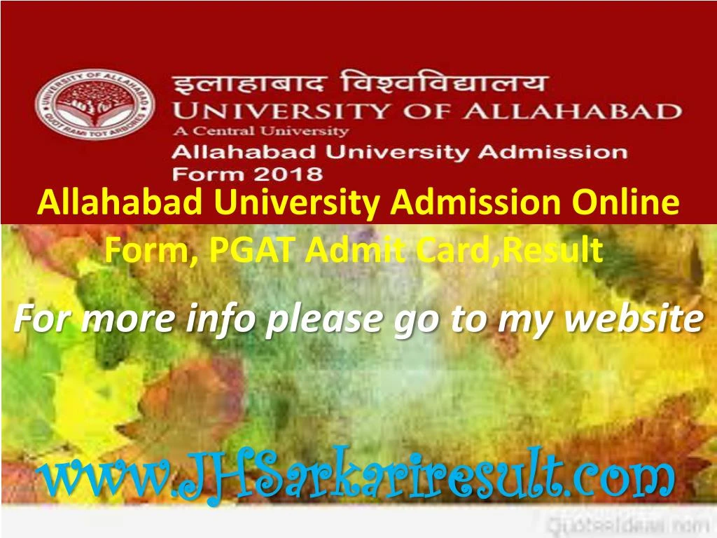 allahabad university admission online form pgat