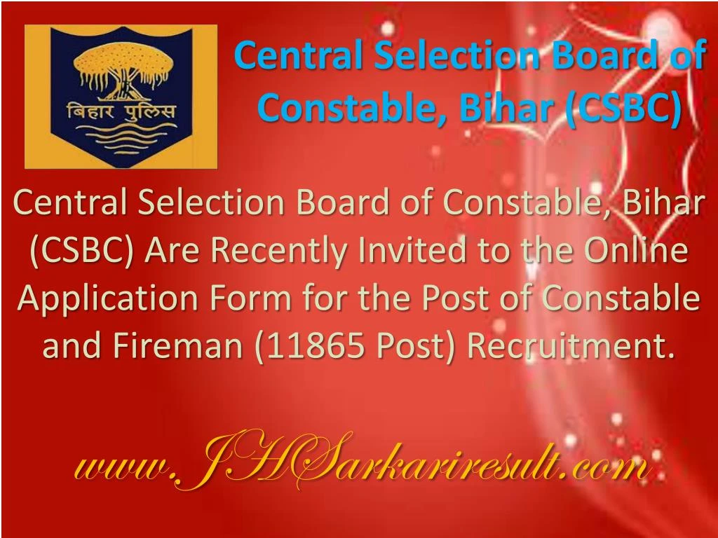 central selection board of constable bihar csbc