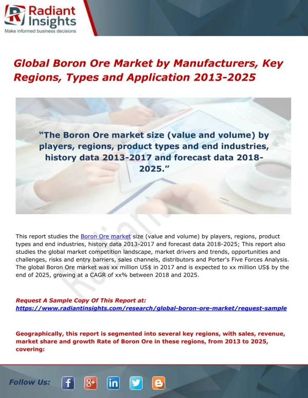Global Boron Ore Market by Manufacturers, Key Regions, Types and Application 2013-2025
