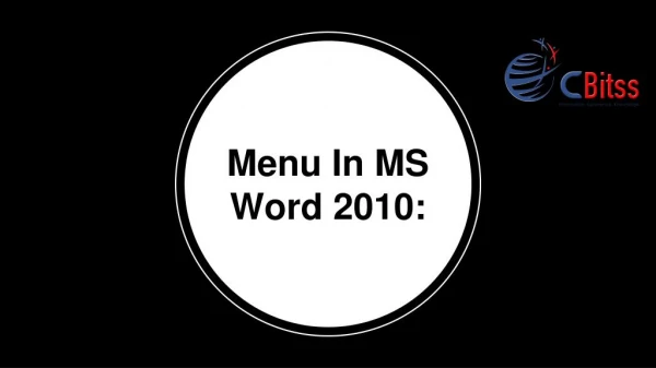 Menu in ms word 2010 - Advance excel training in chandigarh