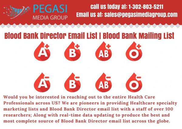 Blood Bank Director Email List | Blood Bank Mailing List in USA/UK/CANADA