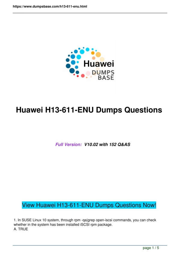 DumpsBase H13-611-ENU HCNA-Storage V4.0 Real Dumps Questions