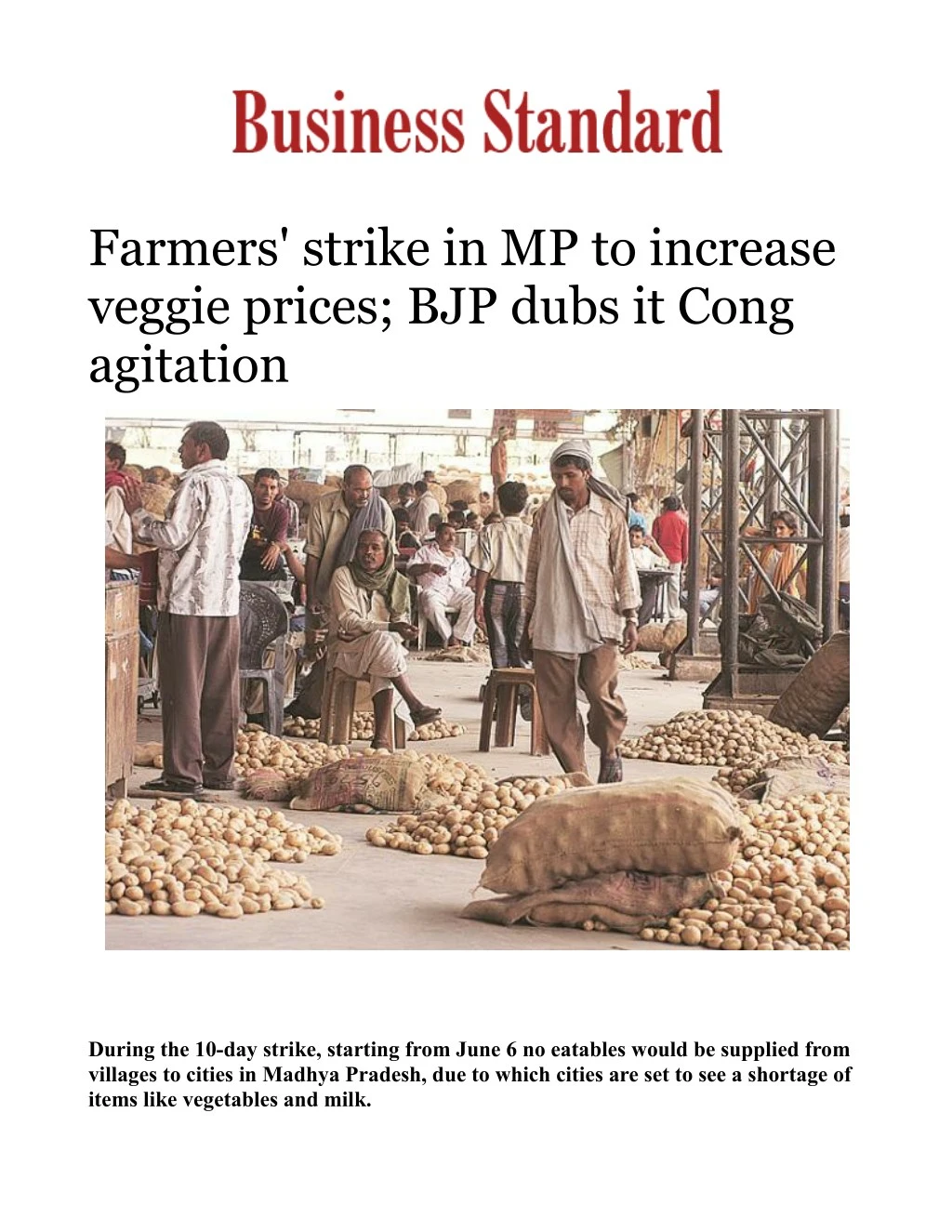 farmers strike in mp to increase veggie prices