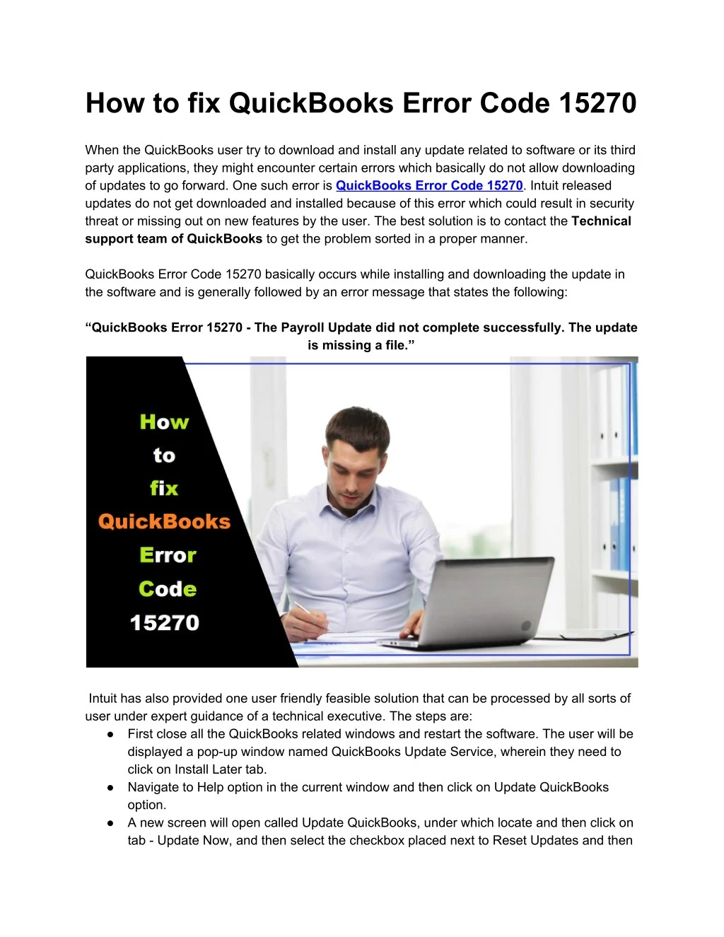 how to fix quickbooks error code 15270 when