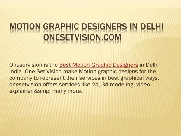 Motion Graphic Designers in Delhi