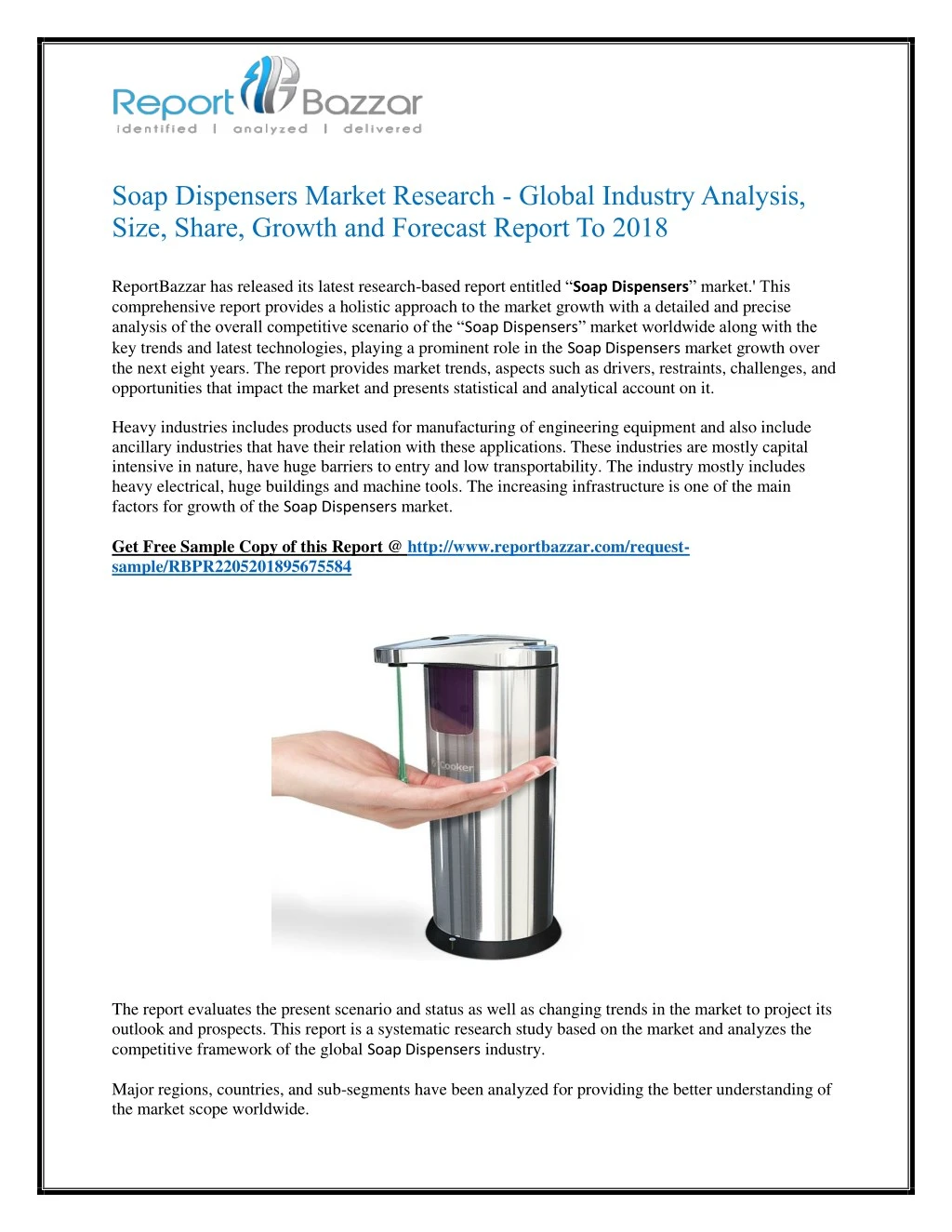 soap dispensers market research global industry