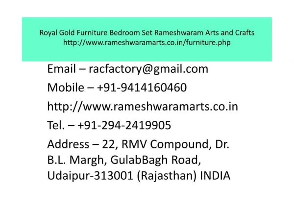 Royal Gold Furniture Bedroom Set Rameshwaram Arts and Crafts