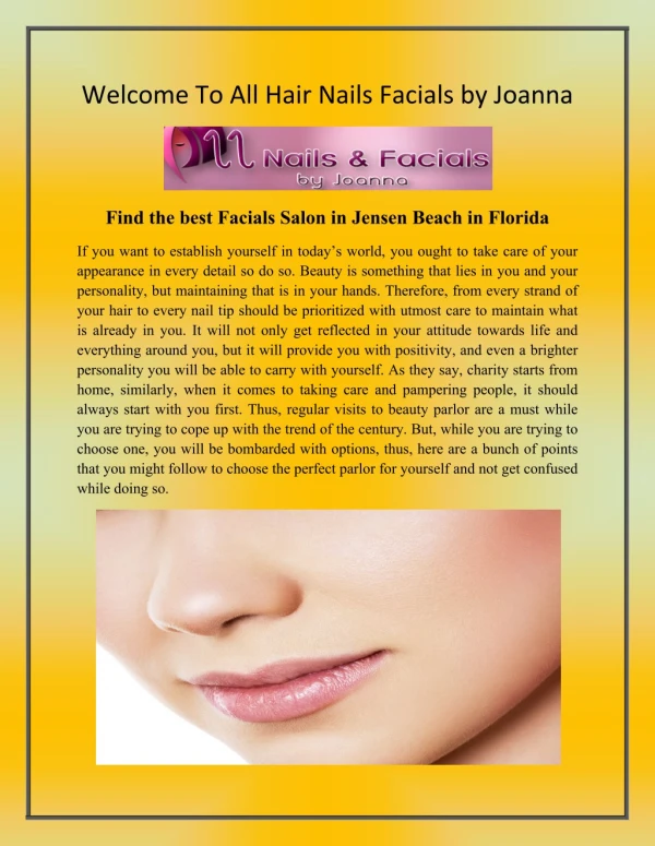 Facials Salon Palm City Florida - hairnailsfacials.com