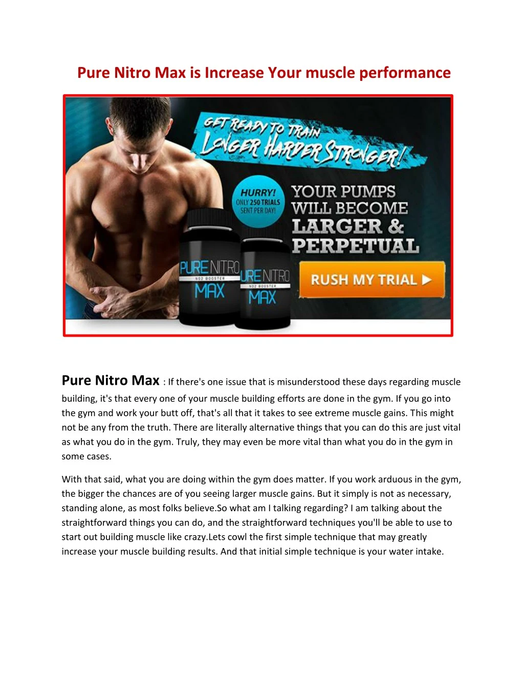 pure nitro max is increase your muscle performance